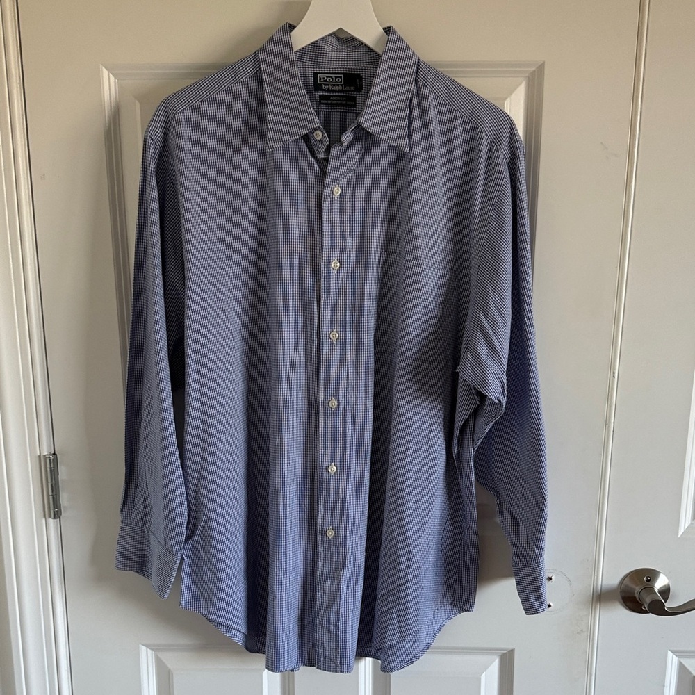 Polo by Ralph Lauren Andrew Casual Blue Button Down Shirt Size 17 32/33